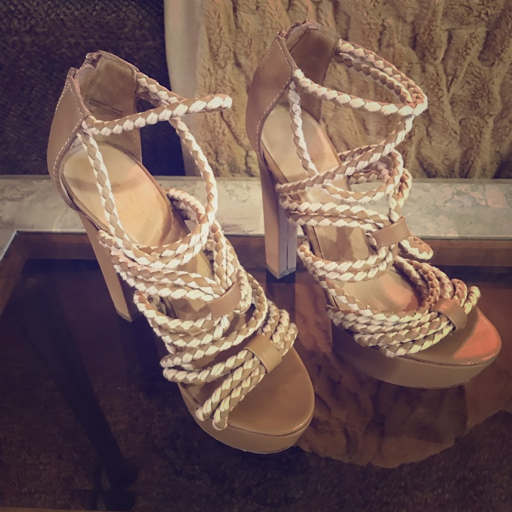 L.A.M.B Tan/White Heels